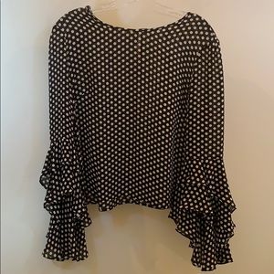 Milly polka dot top with flutter sleeves size 10